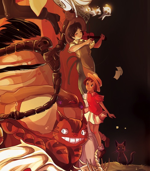 ジブリキャラクターで描かれた宮崎駿のイラスト