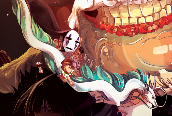 ジブリキャラクターで描かれた宮崎駿のイラスト