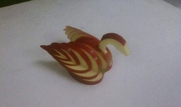 Bird made from an apple