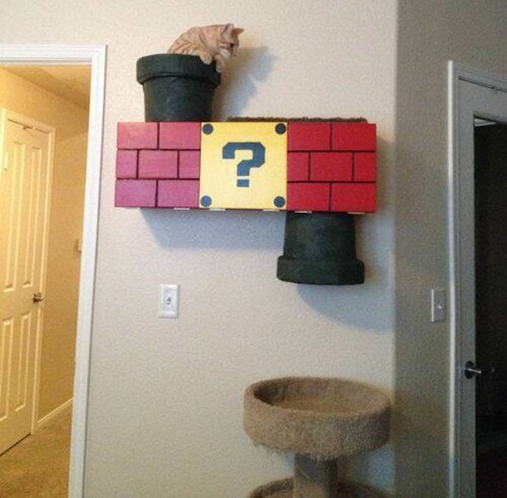猫の遊び場をマリオ風にしてみたと話題に！
