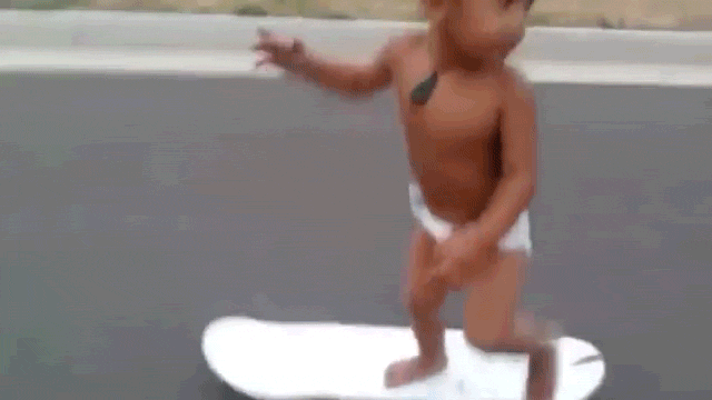 Genius toddler skateboarder