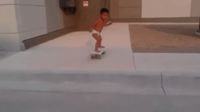 Genius toddler skateboarder