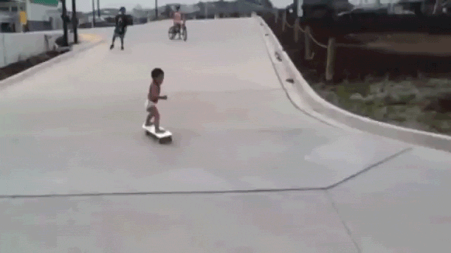 Genius toddler skateboarder