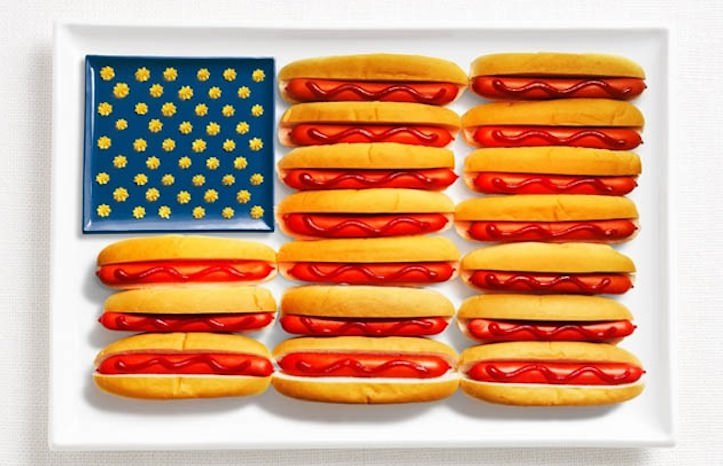 National flags with food