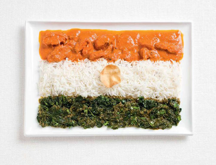 National flags with food