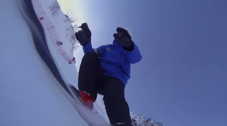 Ski downhill course is crazy