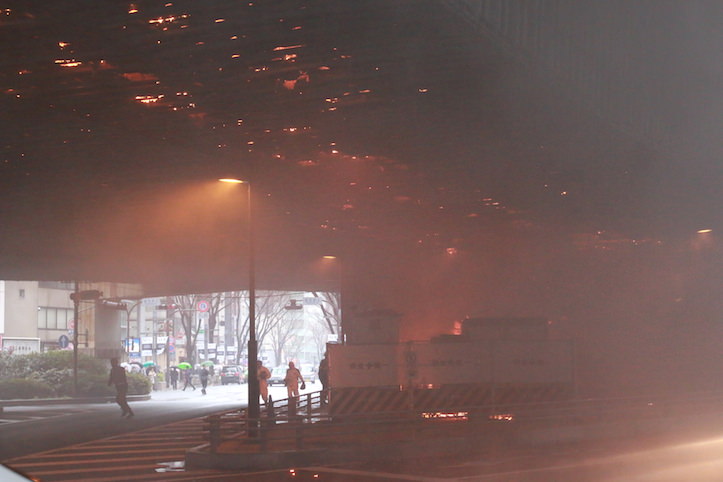 渋谷首都高三号線で大きな火事