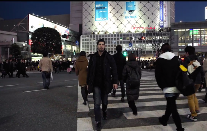 Walking backwords in tokyo