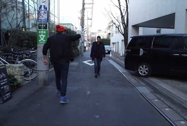 Walking backwords in tokyo