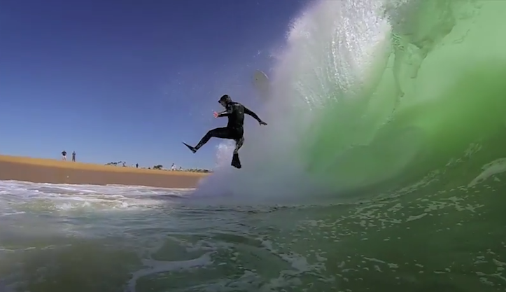 Body boarder eaten by wave