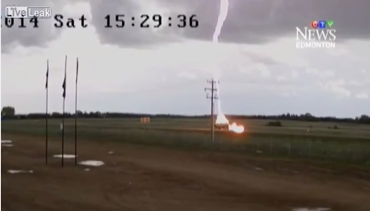 Lightning strikes car