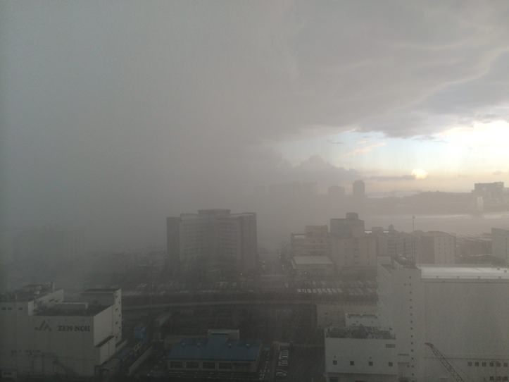 Rain from high building