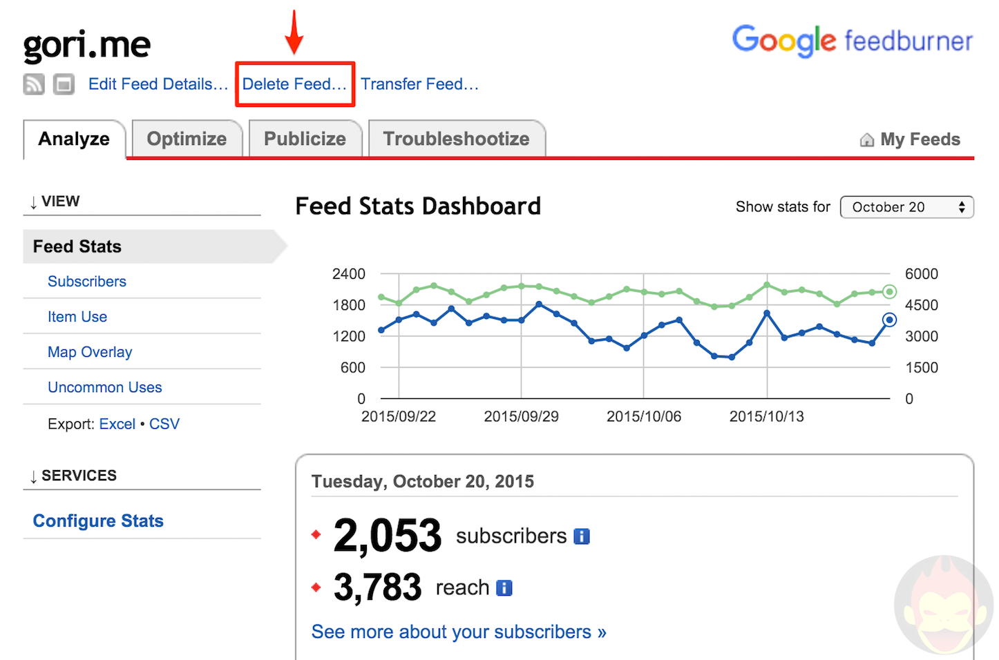 Feedburnerを止める