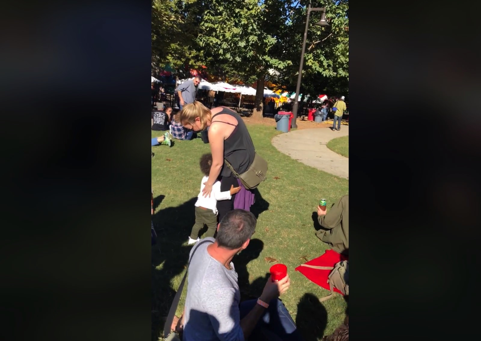 Hugging everybody in the park