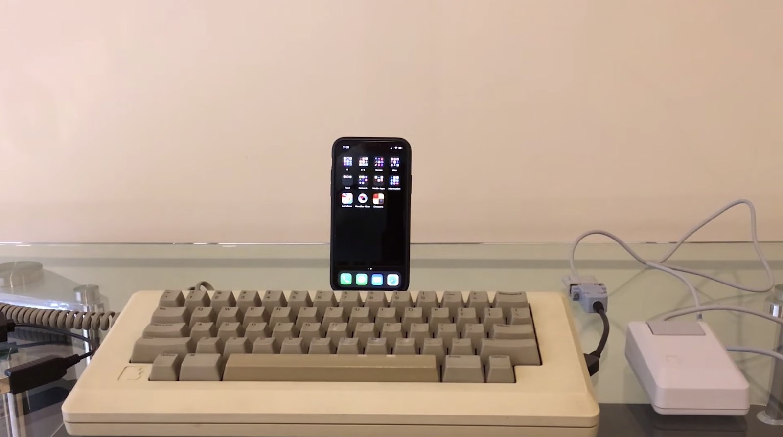Original mouse and keyboard connected to iphone