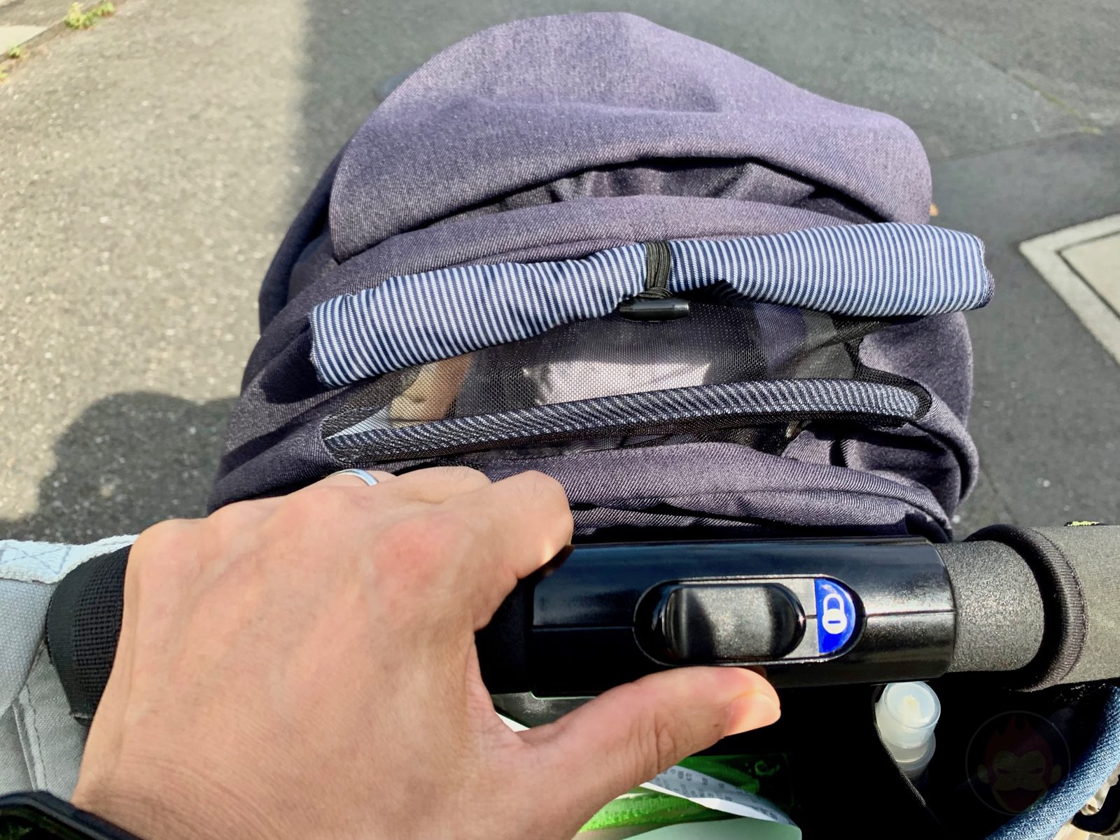 Riding on a train with baby car is so hard 01